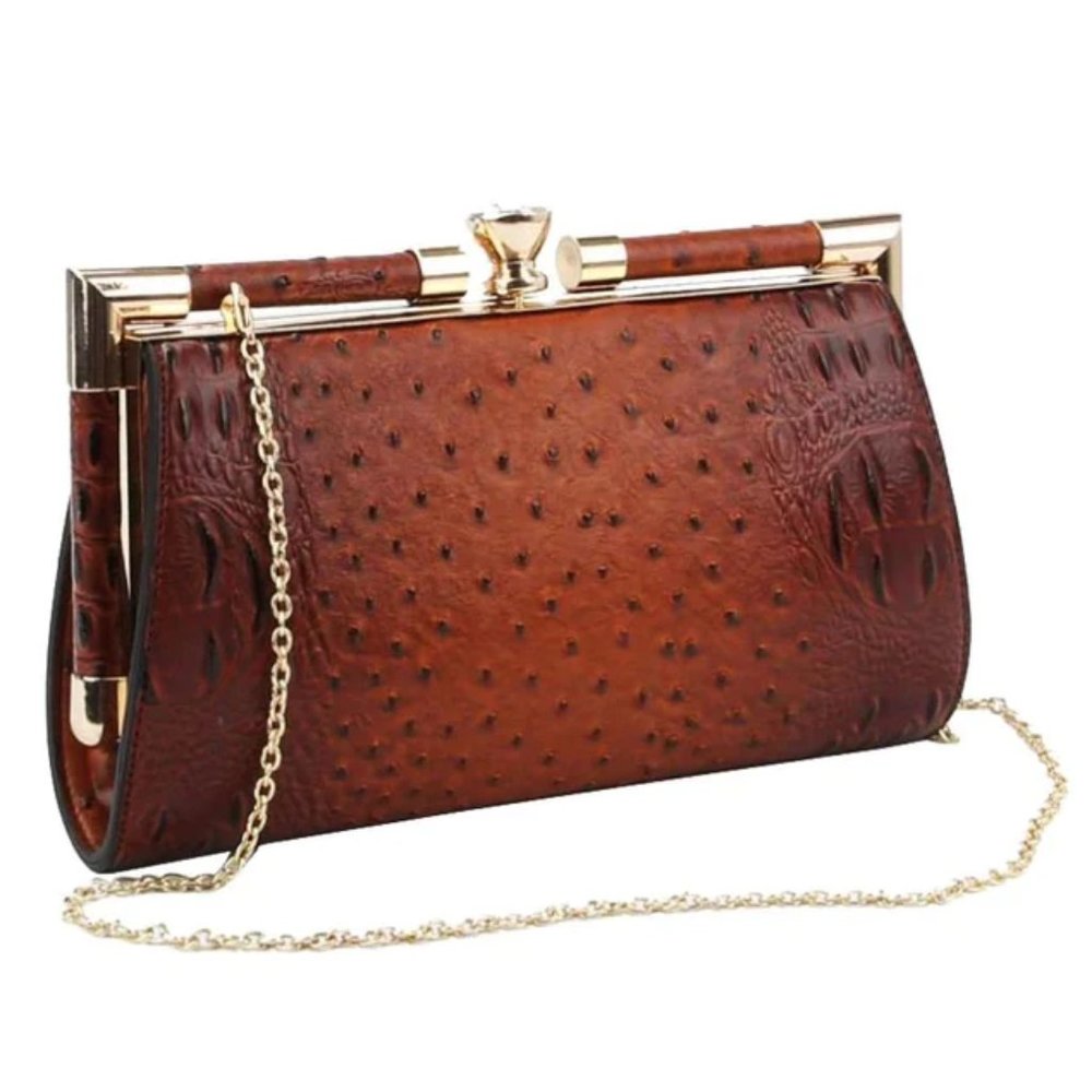 Ollie Faux Leather Clutch (Brown)